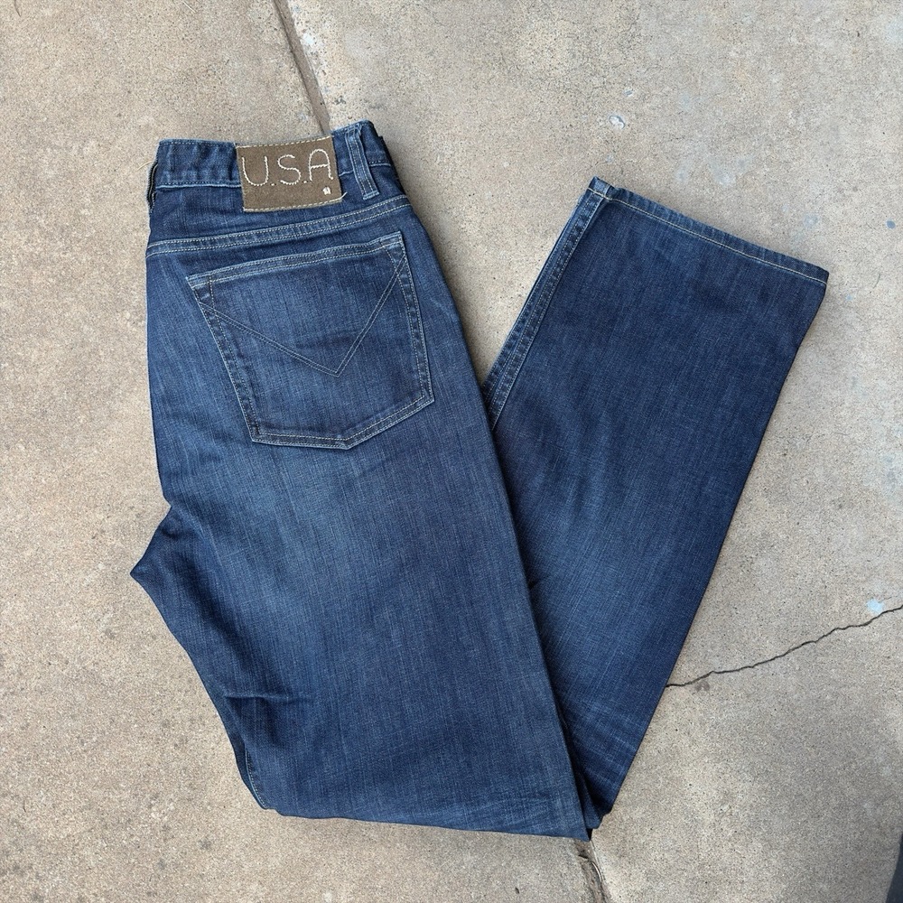 John Varvatos U.S.A. Jeans Mens 36x34 Blue Authentic Fit Button Fly Denim Pants